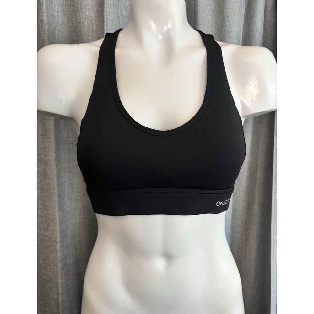 OnSet Sports Bra Color Black New With Tags Size Medium Adjustable Back